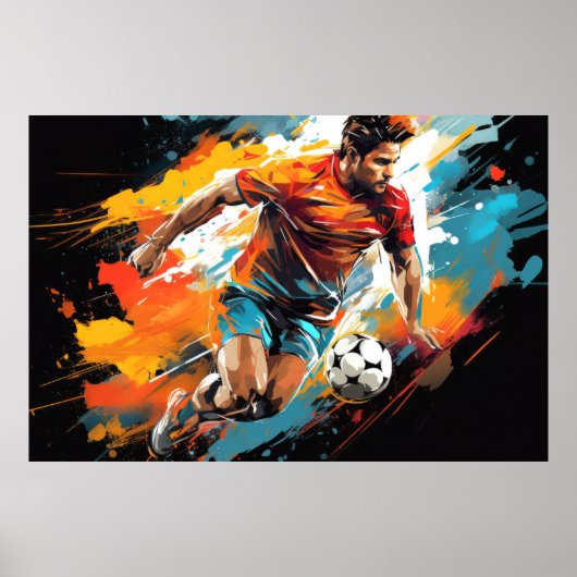 Fußball-Aktion Sportmalerei Abstrakte Kunst Poster (Vorne)