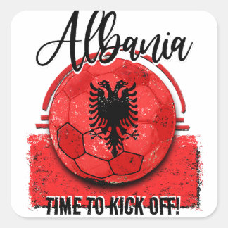 Fußball Albanienflagge, Fußballfan Quadratischer Aufkleber