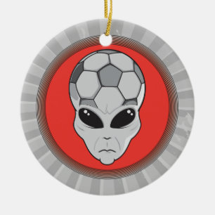 Fußball-Alien-Kopfgrafik Keramik Ornament