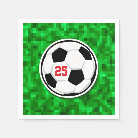 Fußball Alter Pixelig Grünes Gras Kinder Serviette (Vorderseite)