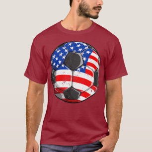 Fußball Amerikanische Flagge 4. Juli T-Shirt Kinde