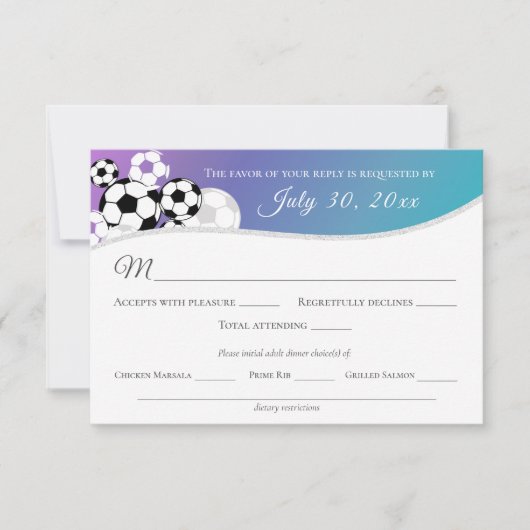 Fußball-Antwortkarte mit Abendessen RSVP Karte (Vorderseite)