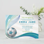 Fußball AQUAMARIN einladen Einladung (Stehend Vorderseite)