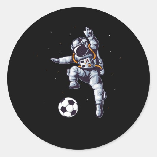 Fußball-Astronaut im Weltraumspielerlüfter Runder Aufkleber (Vorderseite)
