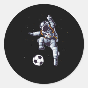 Fußball-Astronaut im Weltraumspielerlüfter Runder Aufkleber