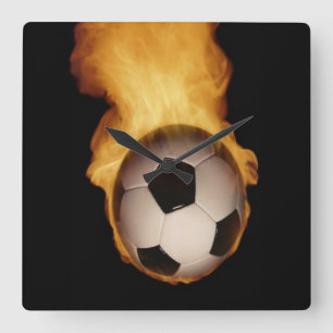 Fußball auf der Feuerwache Quadratische Wanduhr