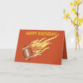 Fußball auf Feuer - individuell anpassbare Geburts Karte (Gelbe Blume)