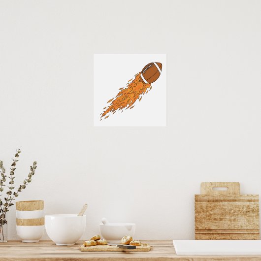 Fußball auf Feuer Poster (Küche)