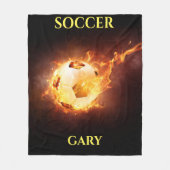 Fußball auf Feuerdecke mit personalisiertem Namen Fleecedecke (Vorderseite)