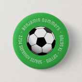 Fußball auf Grün mit individuellem Text Button (Vorderseite)