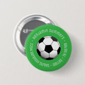 Fußball auf Grün mit individuellem Text Button (Vorne & Hinten)