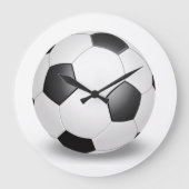 Fußball auf Weiß Große Wanduhr (Vorderseite)