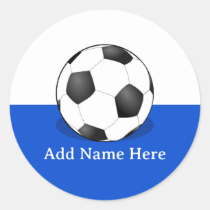 Fußball auf weißem und blauem Hintergrund Runder Aufkleber