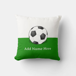 Fußball auf weißem und grünem Hintergrund Kissen