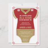 Fußball-Baby-Dusche, Toilette, Handtuch, Gold Einladung (Vorderseite)