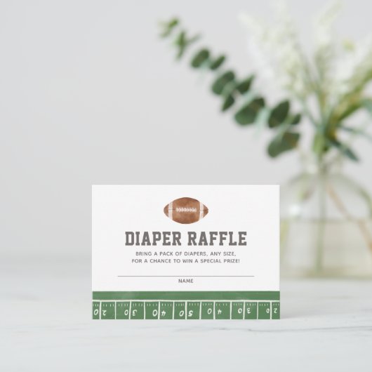 Fußball-Baby-Dusche Windeln Raffle Ticket Begleitkarte (Stehend Vorderseite)