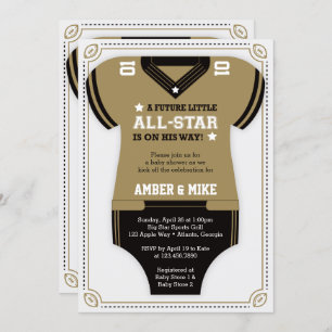 Fußball-Babyparty-Einladung, Gold, schwarz Einladung