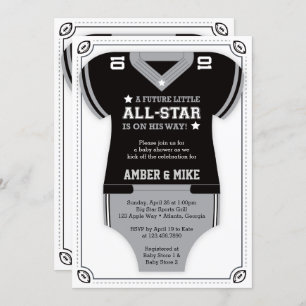 Fußball-Babyparty-Einladung, Schwarzes, grau Einladung