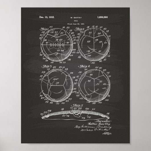 Fußball-Ball 1932 Patentart Poster (Vorne)