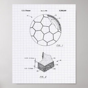 Fußball-Ball 1996 Patentart - Pflaster Poster