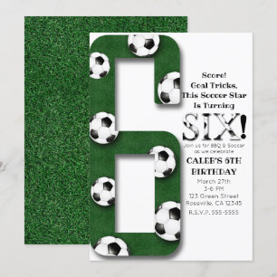 Fußball-Ball 6 6. Geburtstagsparty Einladung