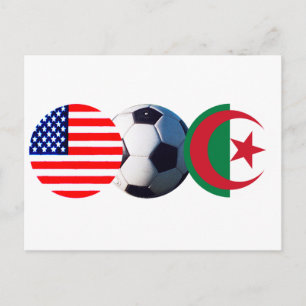 Fußball Ball Algerien & USA Flaggen MUSEUM Zazzle Postkarte