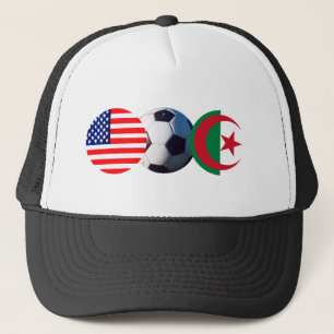 Fußball Ball Algerien & USA Flaggen MUSEUM Zazzle Truckerkappe