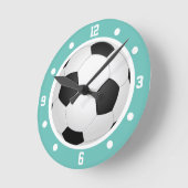 Fußball Ball Aquamarin Blau Schwarz und Weiß Runde Wanduhr (Winkel)
