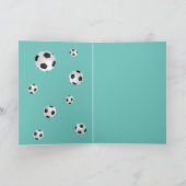 Fußball-Ball Aquamariner Sporttrainer Dankeskarte (Innenseite)