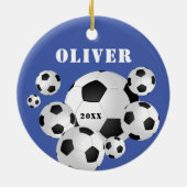 Fußball-Ball Blue Sports Kinder Sake halten Keramik Ornament (Hinten)