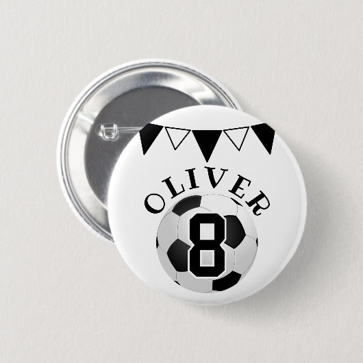 Fußball Ball Bunting Flags Kindergeburtstag Button (Vorne & Hinten)