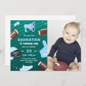 Fußball Ball Einladung zum ersten Geburtstag (Vorne/Hinten)