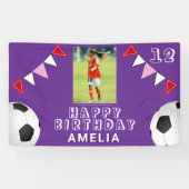 Fußball Ball Fahnen Foto Geburtstag Banner (Horizontal)