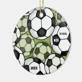 Fußball Ball farbenfrohe Kinder Name Jersey Nummer Keramik Ornament (Links)