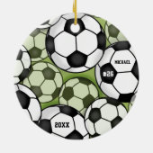 Fußball Ball farbenfrohe Kinder Name Jersey Nummer Keramik Ornament (Hinten)