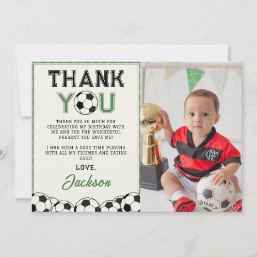 Fußball-Ball Geburtstag Foto Danke Karte (Vorderseite)