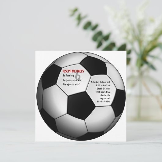 Fußball-Ball Geburtstagsparty Einladung (Stehend Vorderseite)