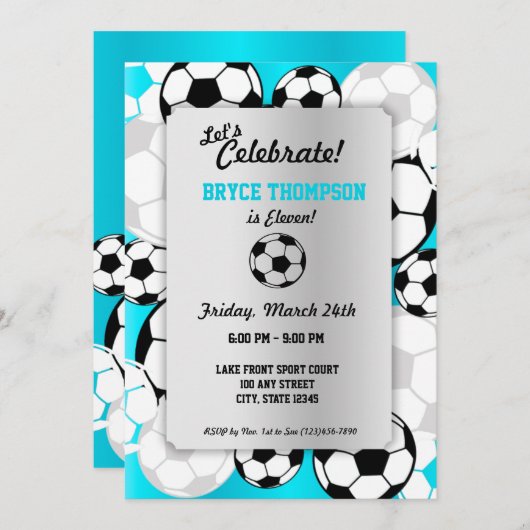 Fußball-Ball Geburtstagsparty Einladung (Vorne/Hinten)
