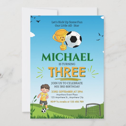 Fußball-Ball Geburtstagsparty Einladung (Vorderseite)