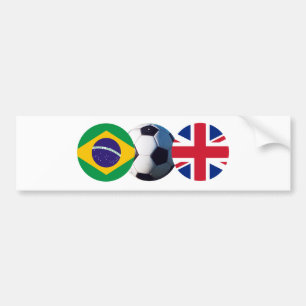 Fußball Ball Großbritannien und Brasilien Flaggen Autoaufkleber