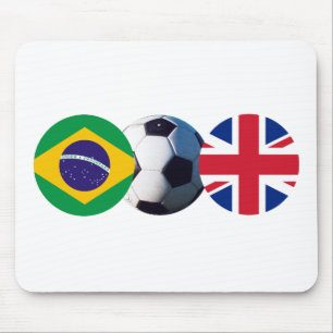 Fußball Ball Großbritannien und Brasilien Flaggen Mousepad