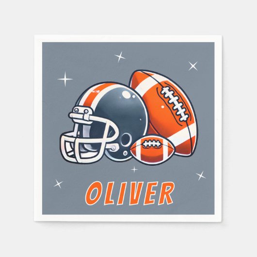 Fußball-Ball Helm Cartoon Geburtstagsparty Serviette (Vorderseite)