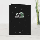 Fußball Ball Helmet Cartoon Glückwunsch zum Geburt Karte (Rückseite)