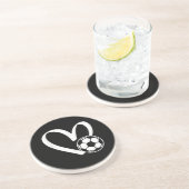 Fußball-Ball-Herz Getränkeuntersetzer (Seite)