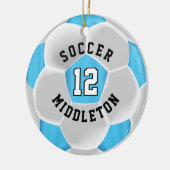 Fußball ⚽ Ball in einem Baby Blue und White Keramik Ornament (Links)