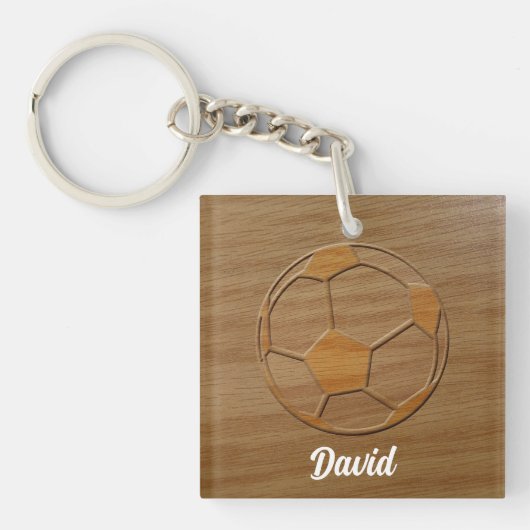 Fußball-Ball in Holz-Individuelle Name Schlüsselanhänger (Vorderseite)