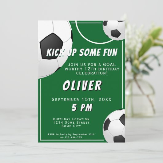 Fußball-Ball Kindergeburtstag Einladung (Stehend Vorderseite)