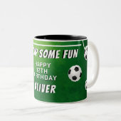 Fußball-Ball-Kindergeburtstag Zweifarbige Tasse (VorderseiteRechts)