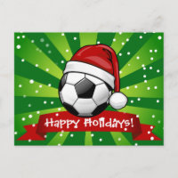 Fußball-Ball mit einer Weihnachtsmannmütze Weihnac