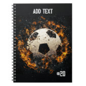 Fußball-Ball mit Flammen Spiral Foto Notebook Notizblock (Vorderseite)